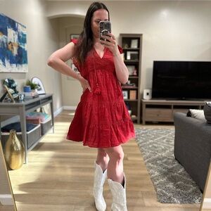 Knox Rose Red Ruffled Tiered Sundress